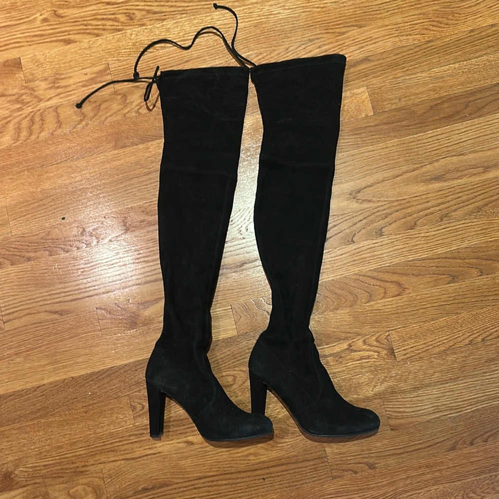 Stuart Weitzman Highland Over the Knee Boot Black Suede 8
